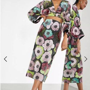 NWT's ASOS EDITION midi skirt in large floral bead and sequin set Size 10
